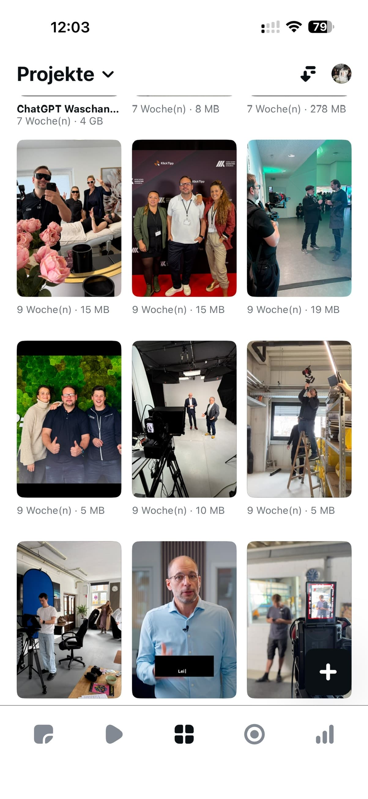Edits App Interface Screenshot Projekte